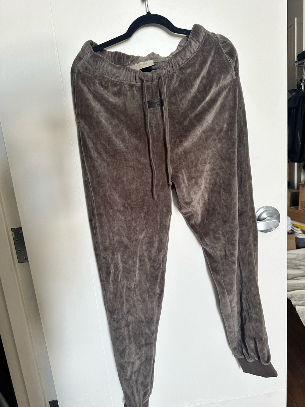 Essentials women’s Velour Drawstring Sweatpants lounge - Gray